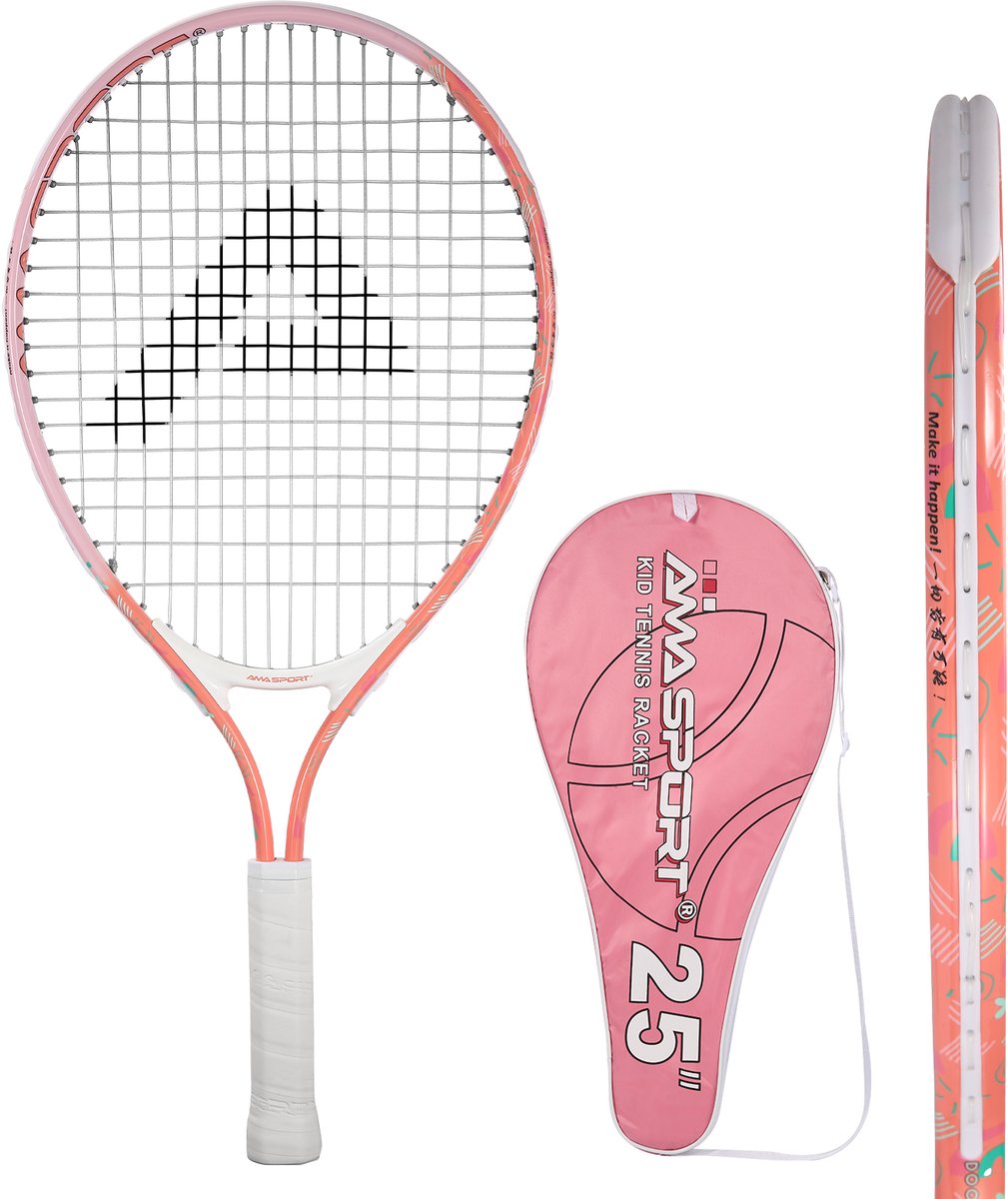 Racchetta tennis per bambini Ama Sport rosa 25 pollici - racchetta junior leggera con borsa - ideale per principianti -