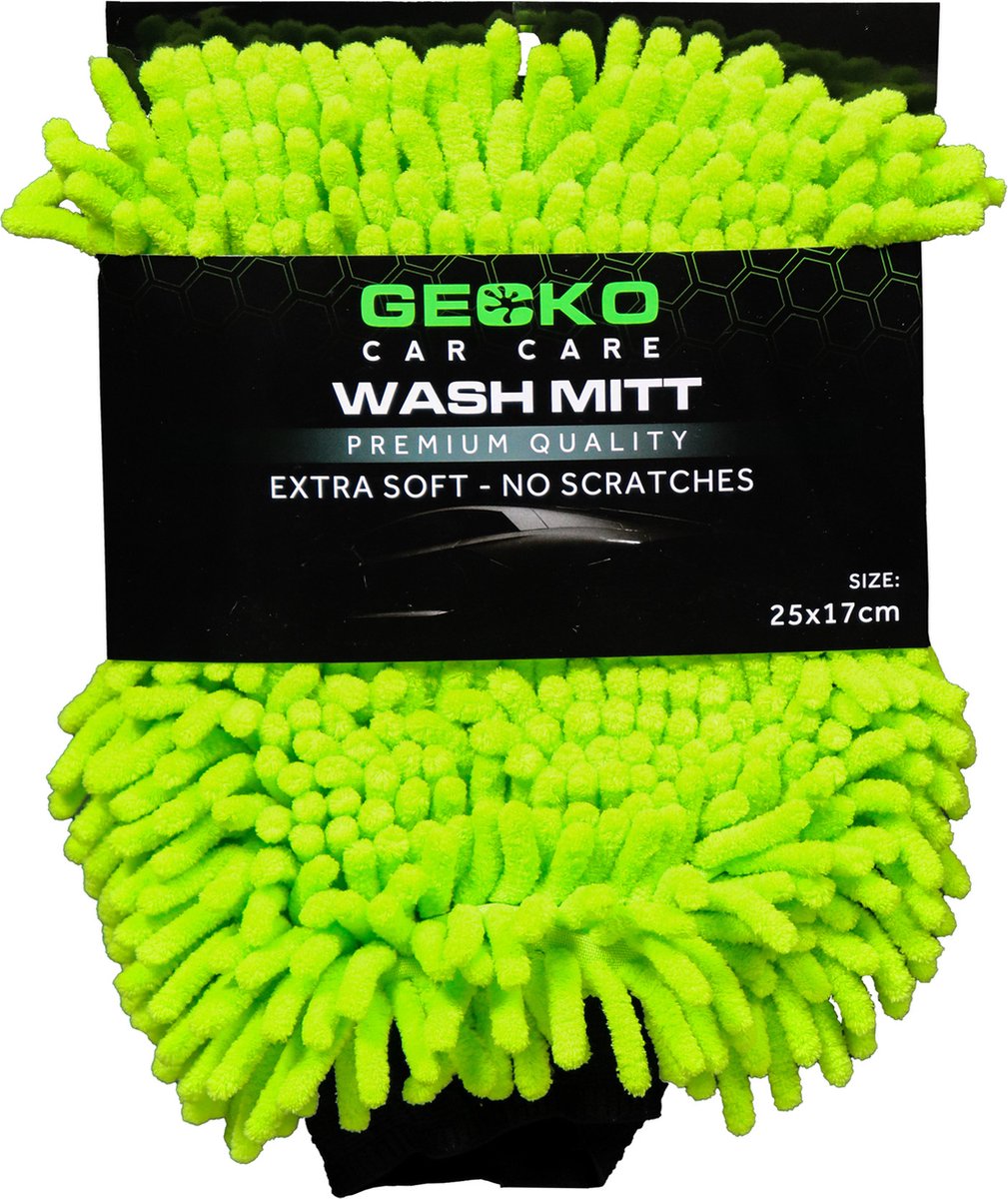 Gecko car care gecko 2-in-1 microvezel washandschoen 25x17cm