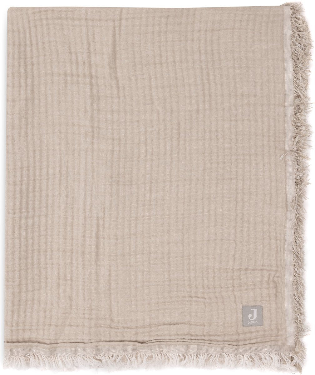 Jollein coperta per culla - 120x120 cm - frange - verde oliva avorio - gots