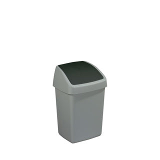Bin de reciclaje delta del sol con cubierta colgante 10 l de gris plateado