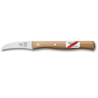 Robert herder molenmes – schilmesje – tourneermesje – carbonstaal – krom – lemmet 60 mm – heft beukenhout