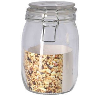 Excelente Housware Housware Glass Stock Jar con Clamp 1L