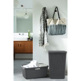 Curver wasmand met deksel jute-look 58l donkergrijs