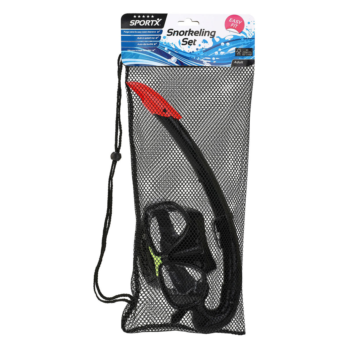 Sportx Adults Snorkel Snorkel Set a 5 stelle Nero