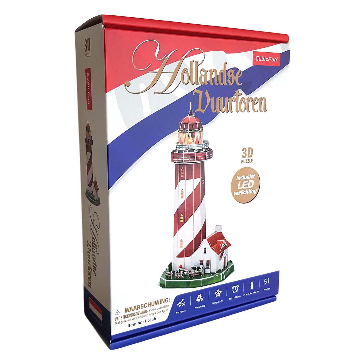 Divertente faro puzzle 3D cubico a LED, 51 pezzi.