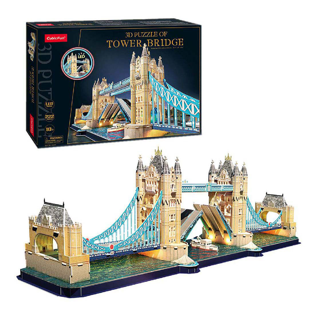 Diversión cúbica Cúbica Fun 3d Puzzle Tower Bridge + Iluminación LED 222 piezas