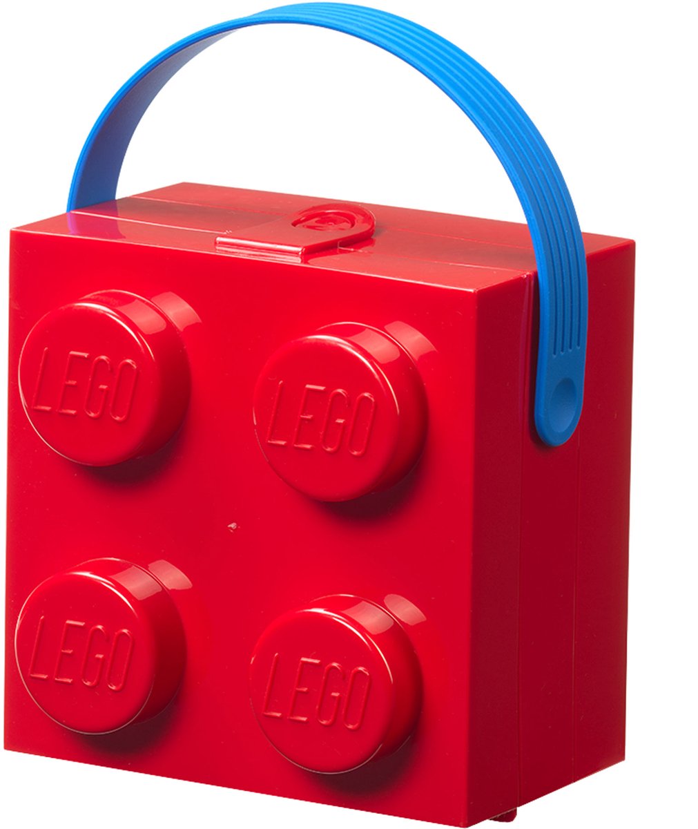 Lego - portapranzo mattoncino 4 con manico - polipropilene - rosso