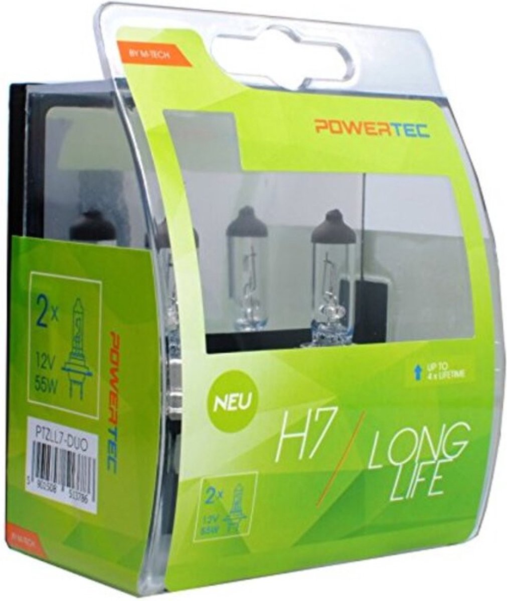 Lámparas halógenas Powertec h7 12v – larga duración – juego de 2