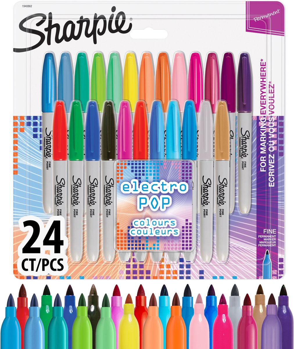 Pennarelli permanenti Sharpie | bel punto | elettropop e vari colori | 24 pezzi