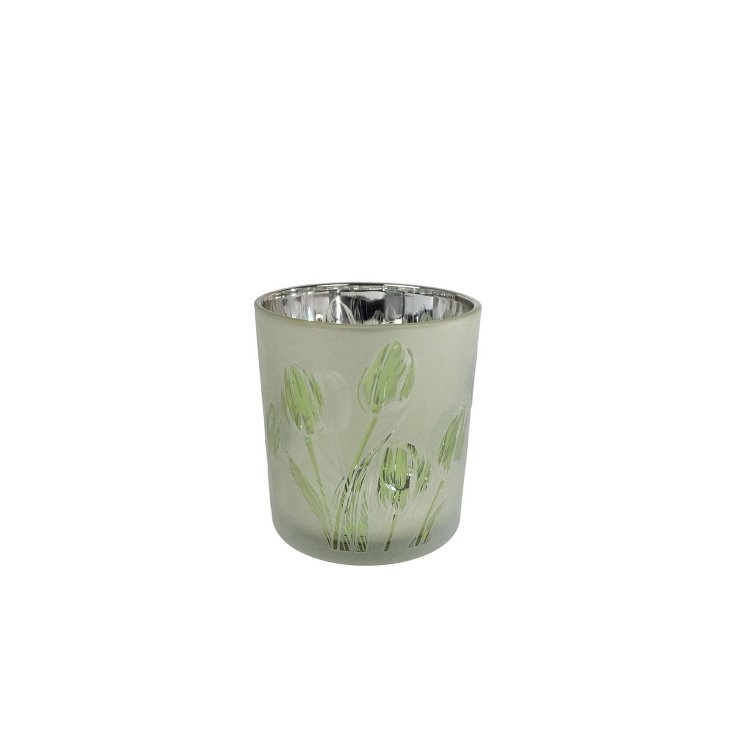 Theelichthouder tulip s ass kleur glas 7,5x7,5x8cm