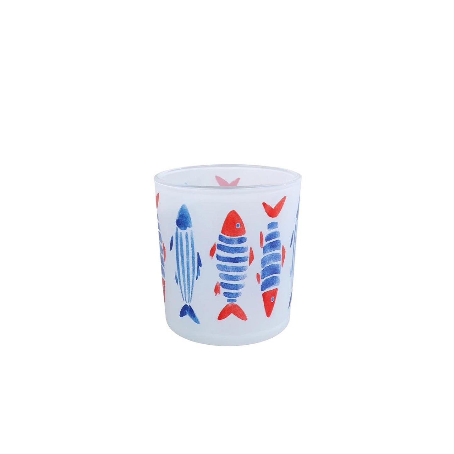 Portavelas pez s azul rojo cristal