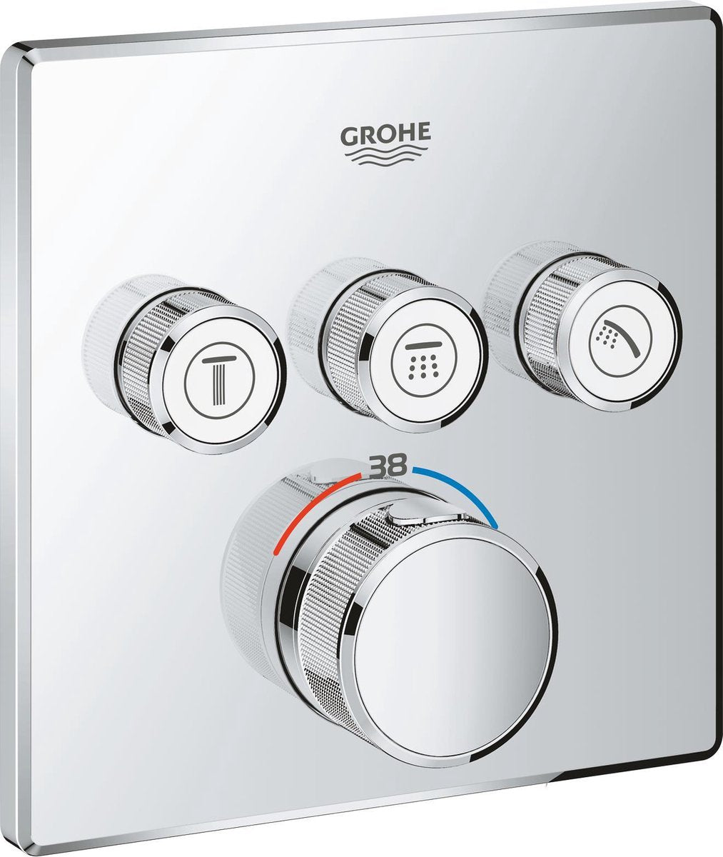 Rubinetto doccia termostatico Grohe Grohtherm SmartControl - miscelatore da incasso - con deviatore - quadrato - cromo