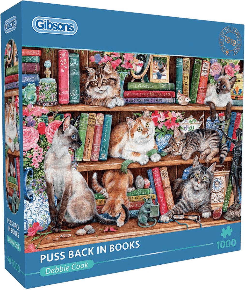 Gibsons - Il gatto torna nei libri (di Debbie Cook) - 1000 pezzi 68×49 cm (l×a) - puzzle per adulti