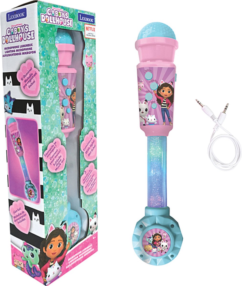 Lexibook gabby’s dollhouse verlichtingsmicrofoon met luidspreker (aux-in), melodieën en geluidseffecten