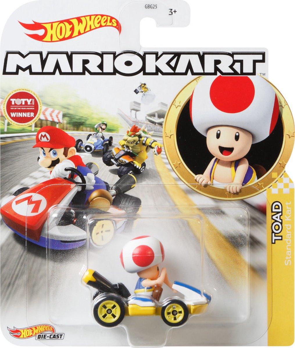 Auto da corsa Hot Wheels Mario Kart Toad Junior 1:64 pressofuso