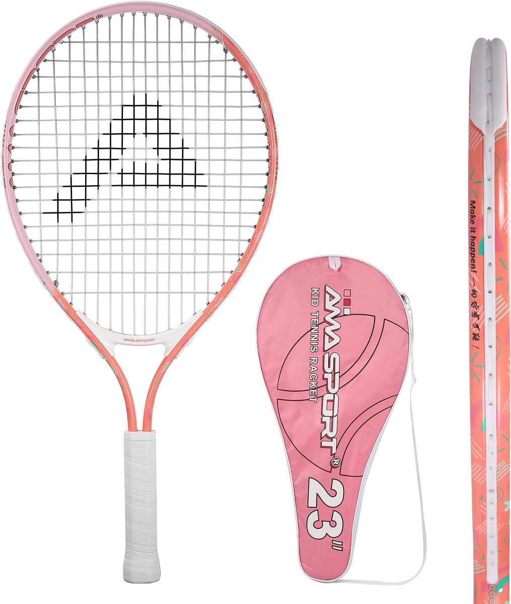 Racchetta tennis per bambini Ama Sport rosa 23 pollici - racchetta junior leggera con borsa - ideale per principianti -