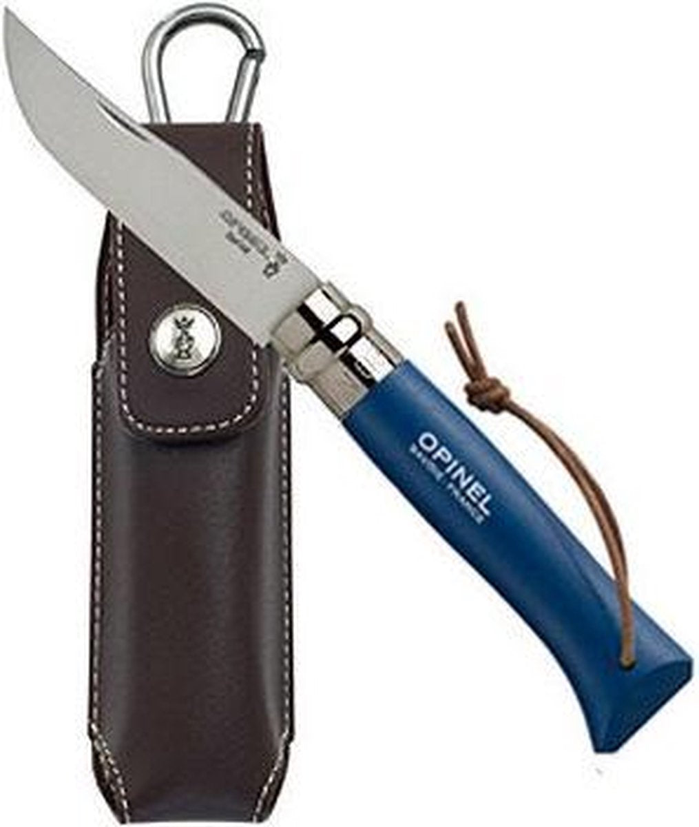 Opinel - navaja de bolsillo - núm. 08 - madera con estuche - azul