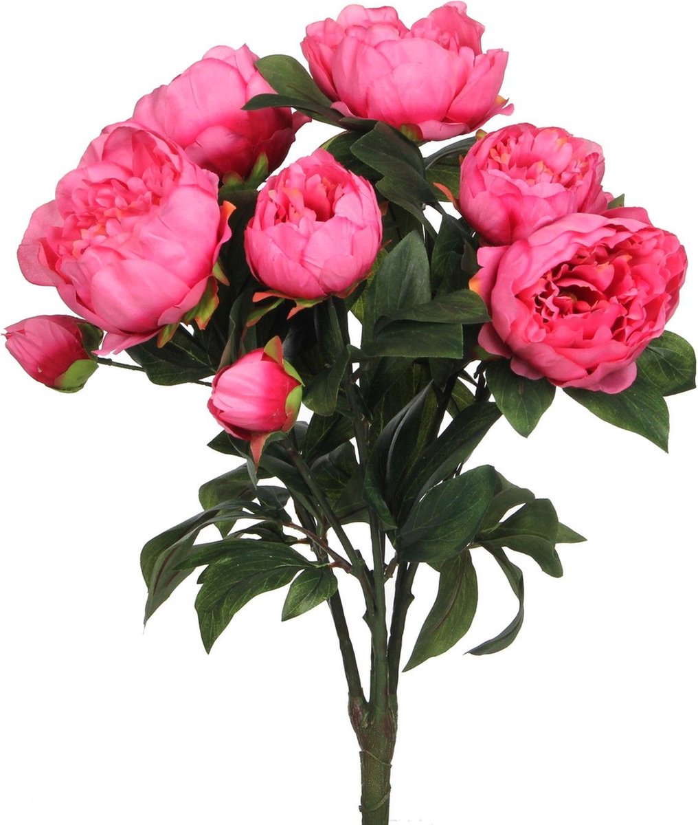 Decoraciones de mica ramo de flores artificiales peonía fucsia - fucsia - 55 cm - flores decorativas - flores artificiales