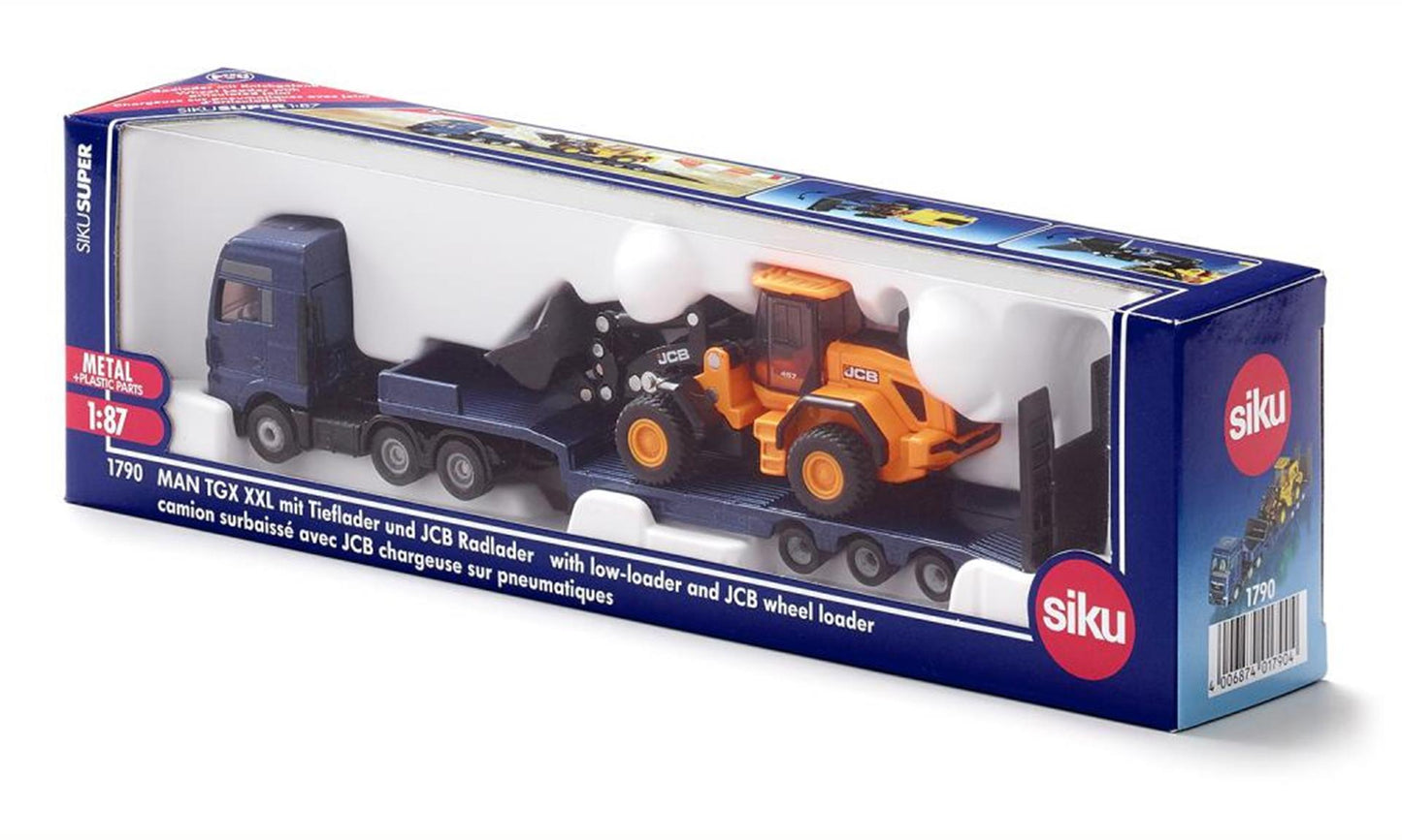 Siku Super Man Truck con JCB Wiellader e Diet Charger o