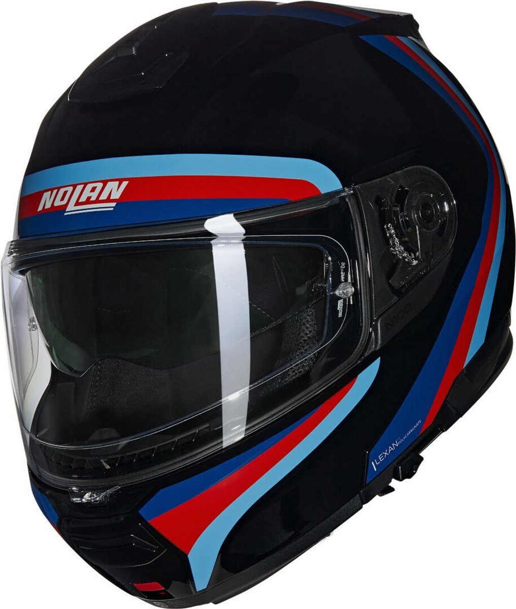 Nolan n100-6 assoluto 348 zwart blauw rood hemelsblauw glossy systeemhelm - maat l - helm
