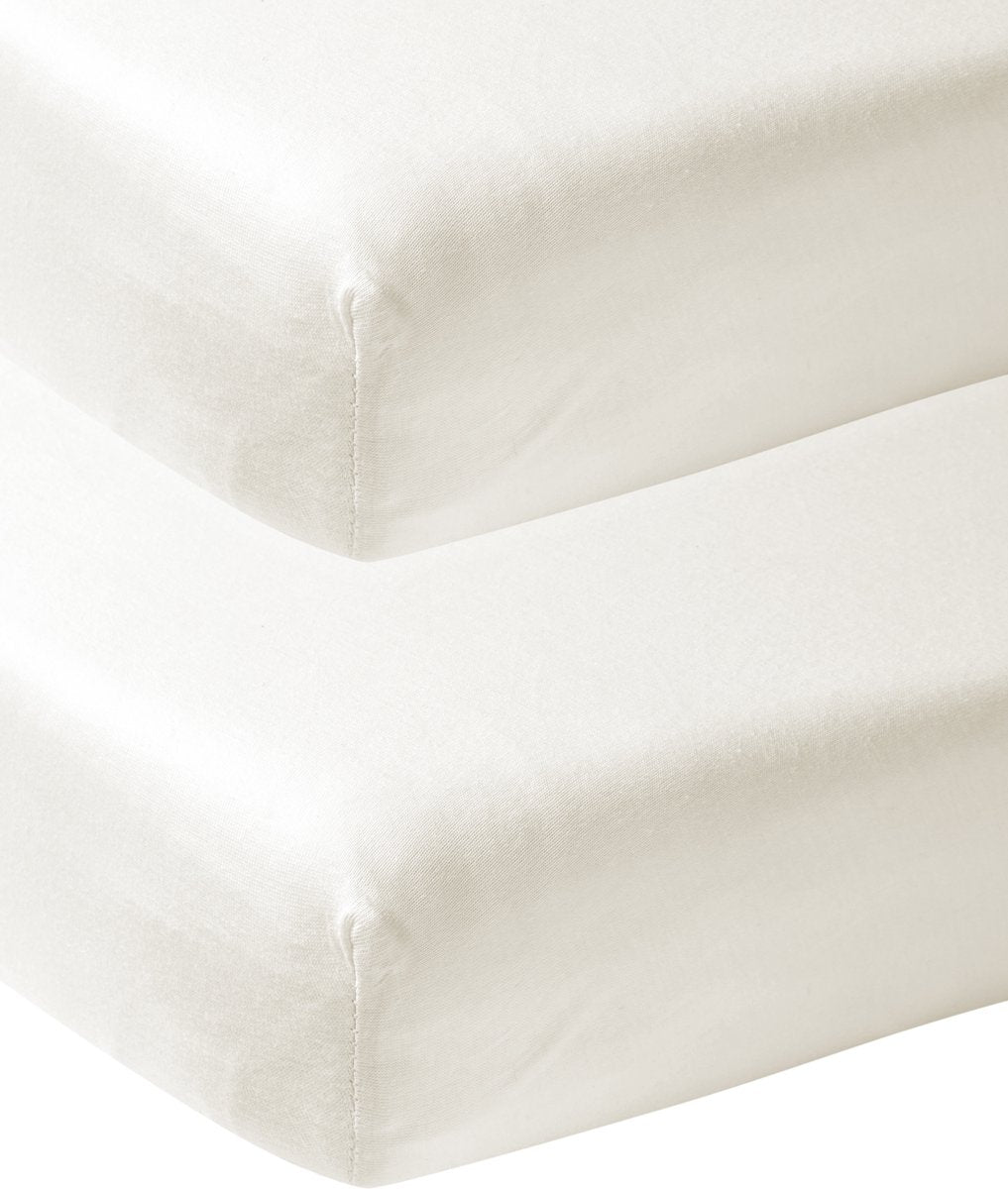 Meyco baby uni hoeslaken co-sleeper - 2-pack - offwhite - 50x90cm