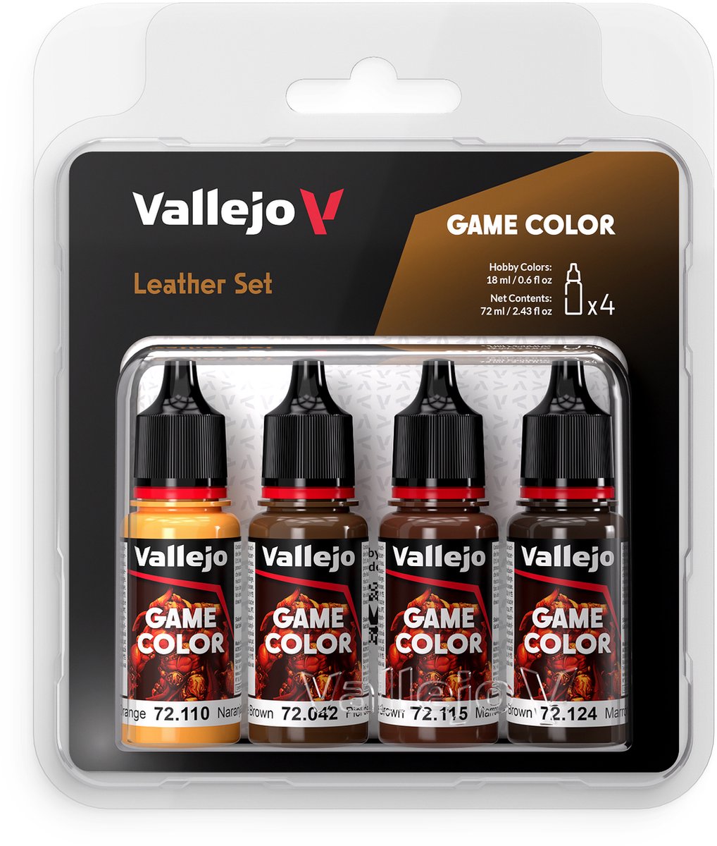 Vallejo hobbyverf acrylverf - 72385 game color - leather color set - acryl set verf set - 4x 18 ml