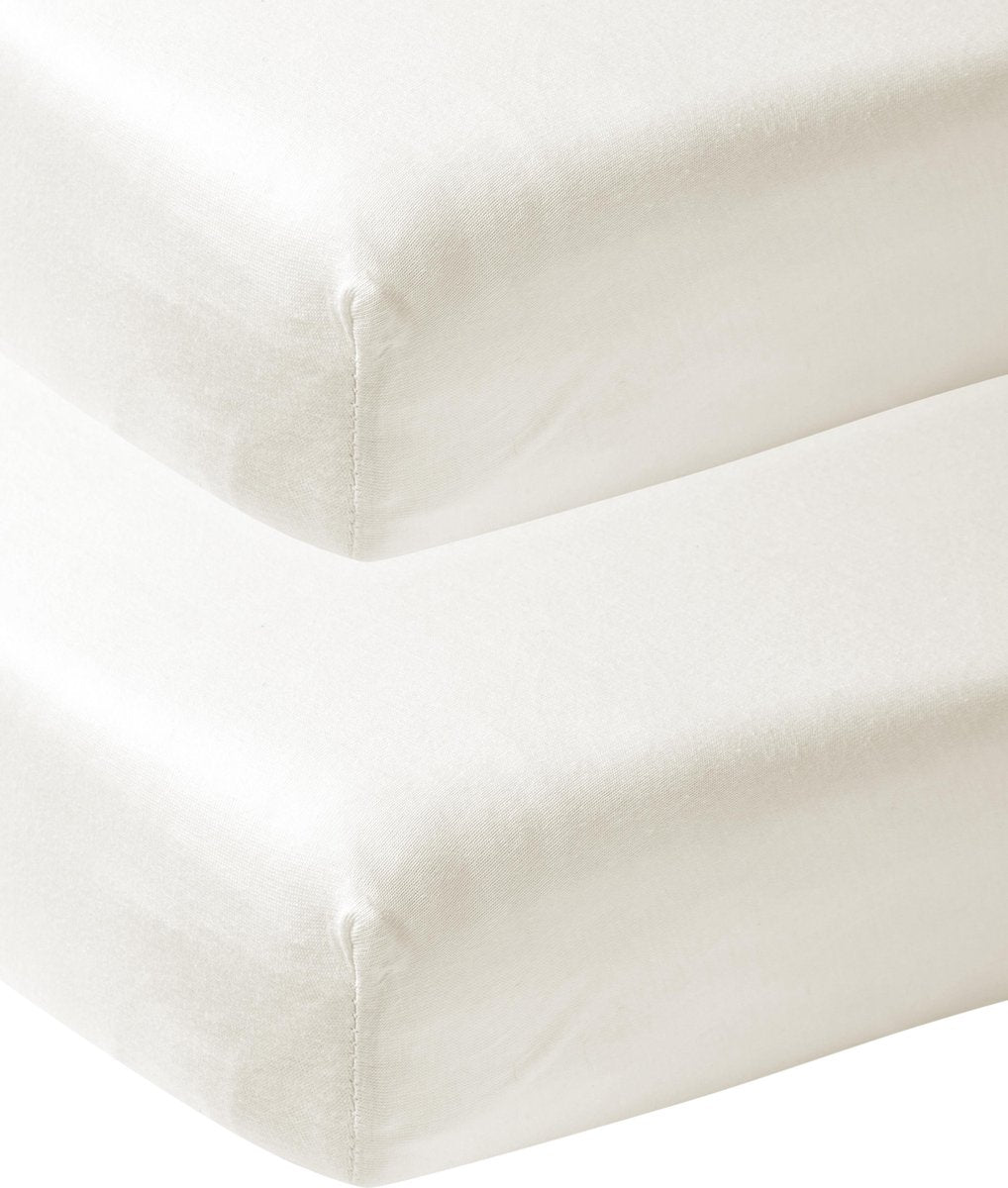 Meyco baby uni hoeslaken juniorbed - 2-pack - offwhite - 70x140 150cm
