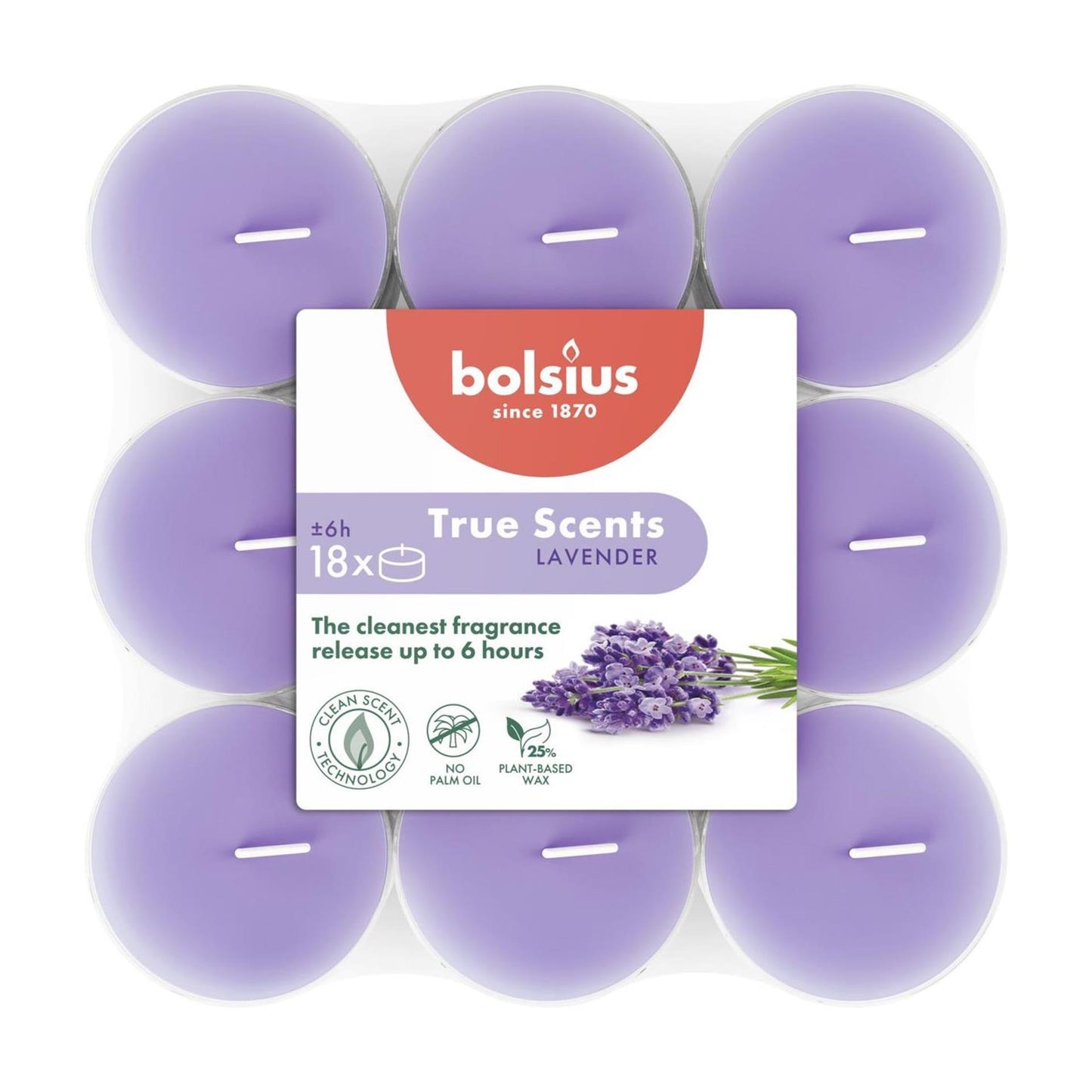 Bolsius velas de té perfumadas 18 piezas lavanda