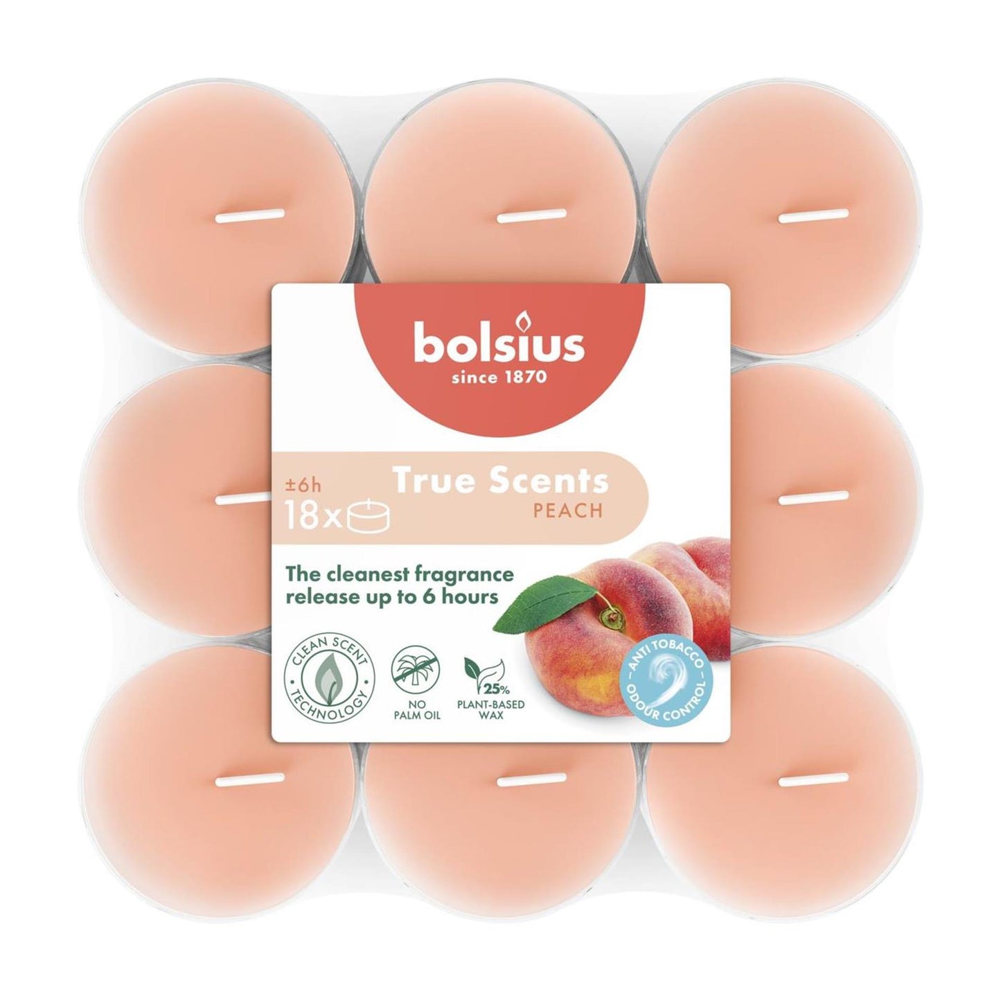 Bolsius candeline profumate 6h 18pz pesca