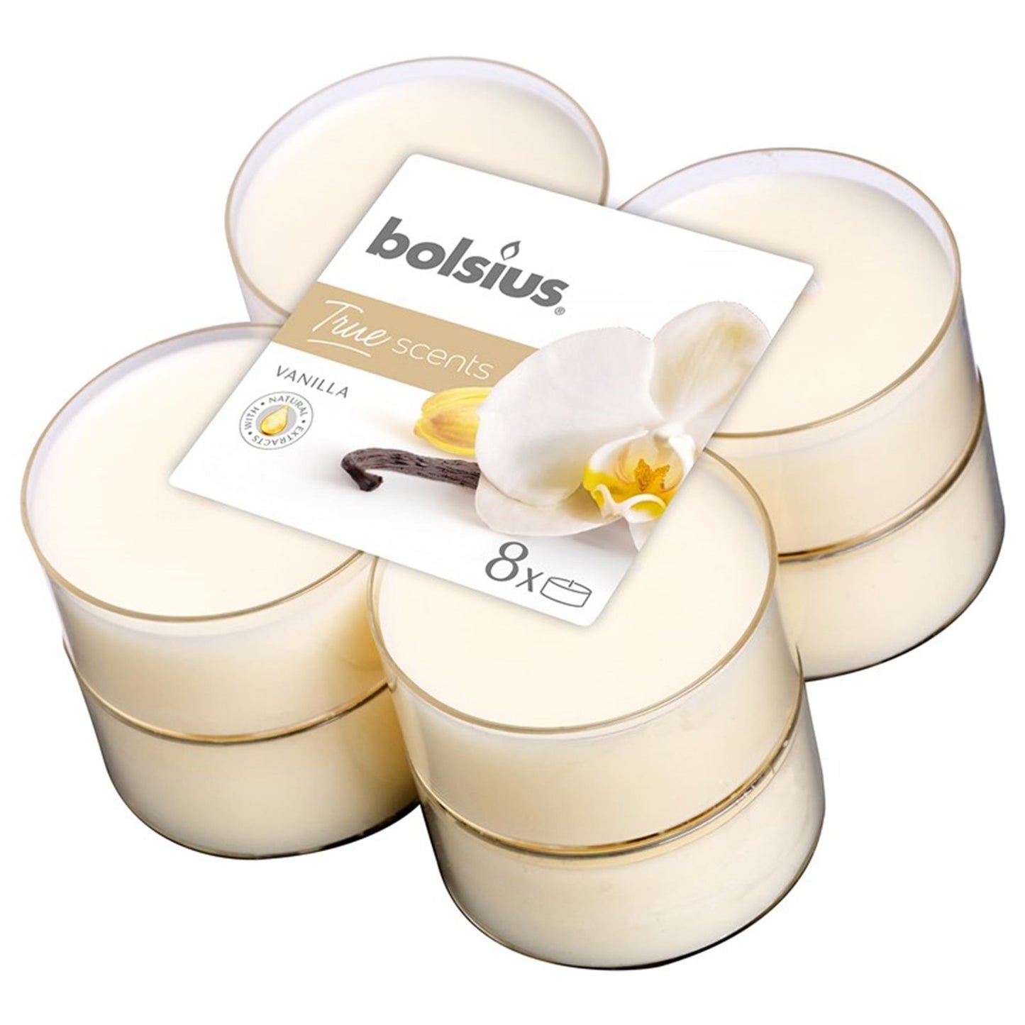 Bolsius Bolsius verdadero aromas maxilichten vainilla 8 piezas