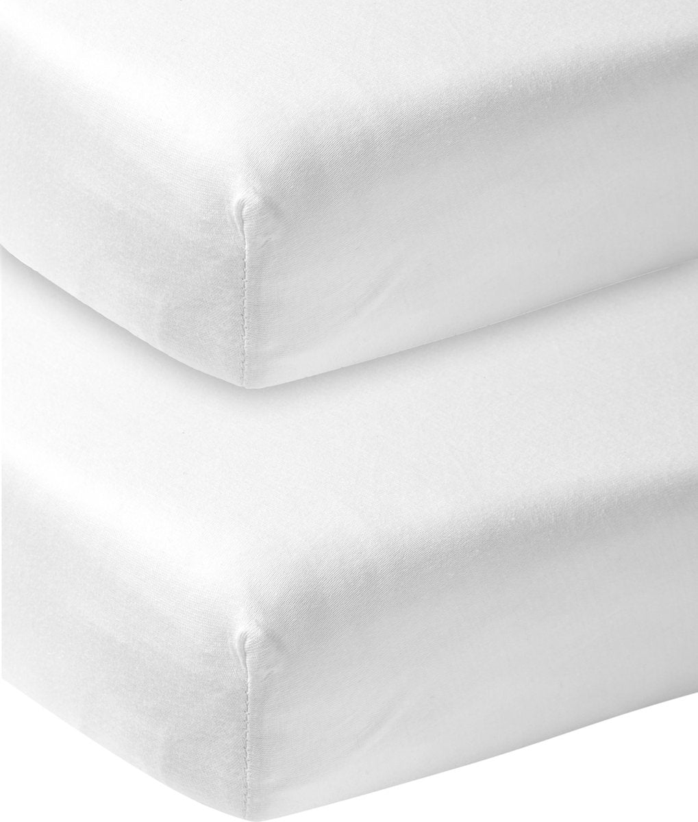 Meyco baby uni hoeslaken ledikant - 2-pack - white - 60x120cm