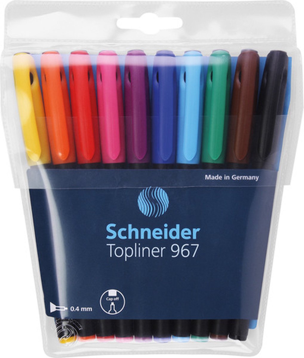 Instrumentos de escritura Schneider schneider fineliner - topliner 967 - ancho de trazo 0,4 mm - juego de 10 piezas surtidas - s-196790