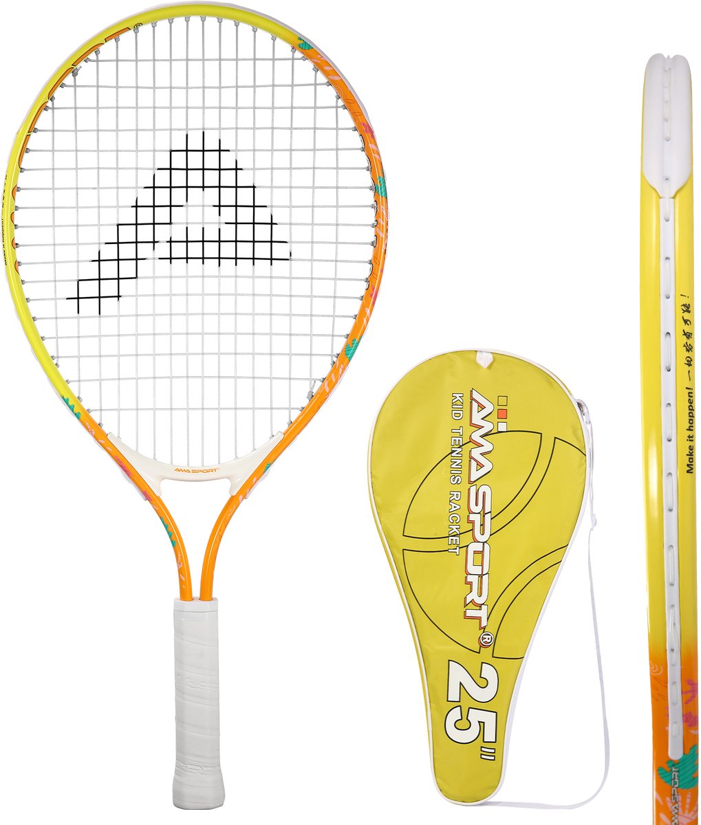 Racchetta tennis per bambini Ama Sport arancione 25 pollici - racchetta junior leggera con borsa - ideale per principianti -