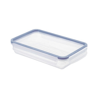 Contenedor para alimentos frescos 1 l plano con cierre clic azul | 2 piezas