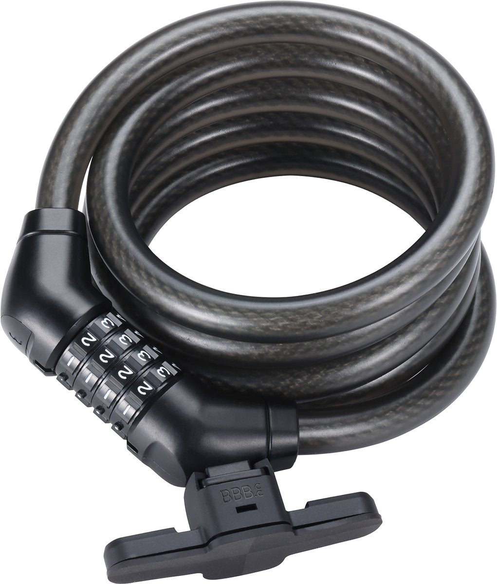 Cable codeguard de ciclismo bbb - candado de bicicleta con código ajustable - longitud: 180 cm - espesor: 15 mm - candado de cable para bicicleta de ciudad, bicicleta de carrera, bicicleta de montaña - bbl-102b
