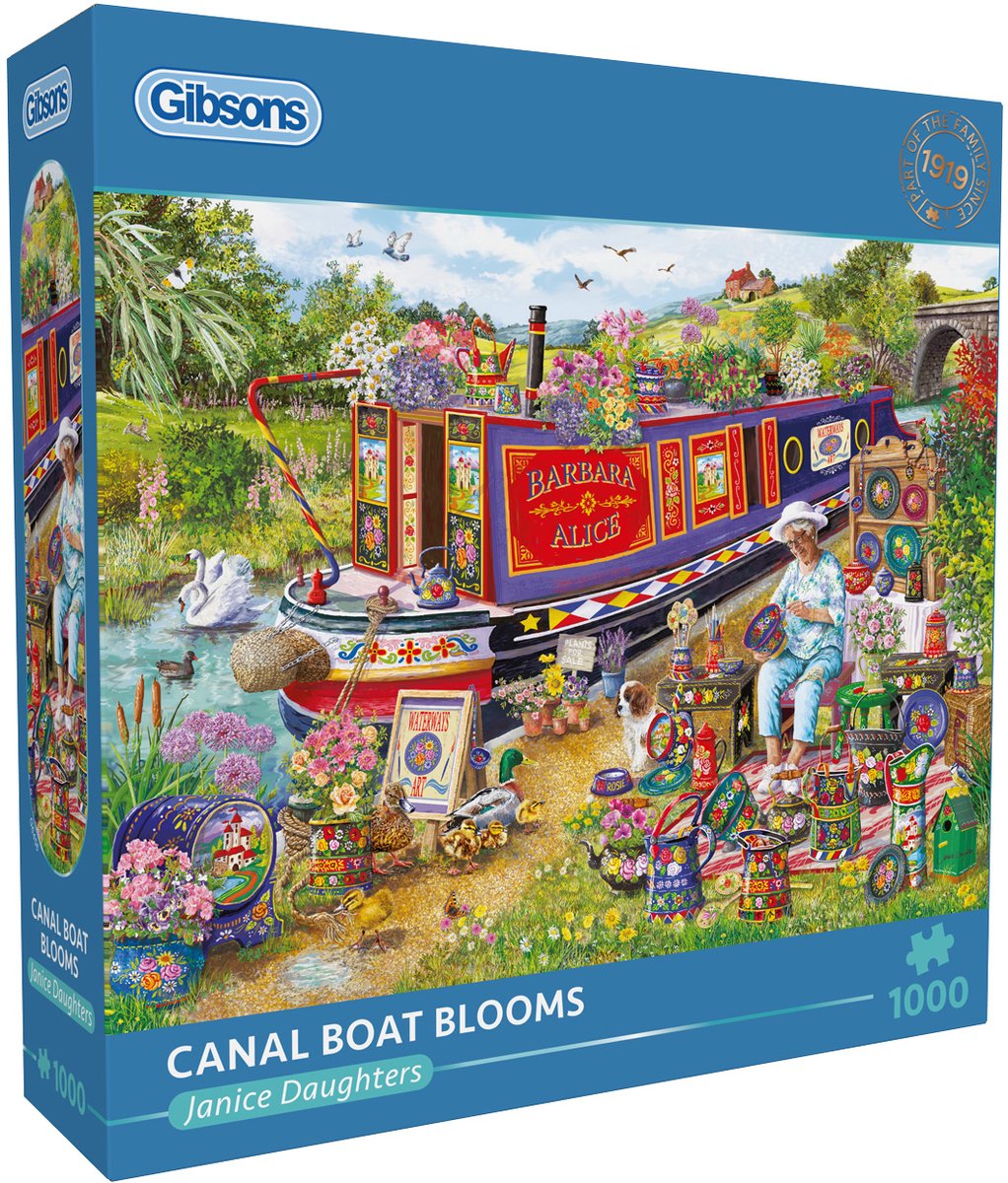 Gibsons - Canal Boat Blooms - Janice Daughters - 1000 pezzi - 68×49 cm - puzzle per adulti