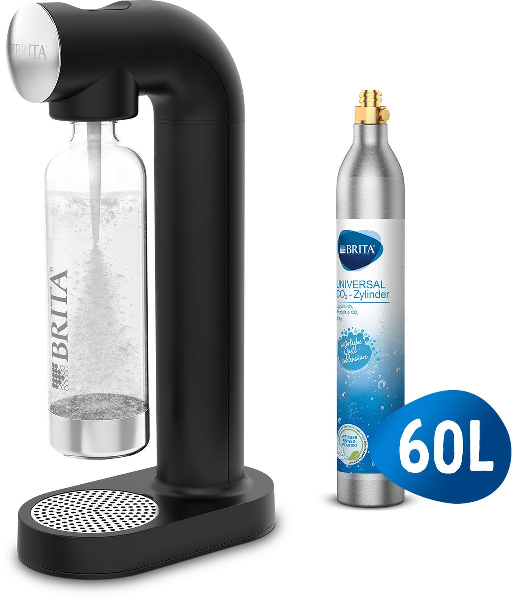 Máquina de agua con gas Brita sodaone negra - con 1 botella de CO2 y 1 botella de refresco