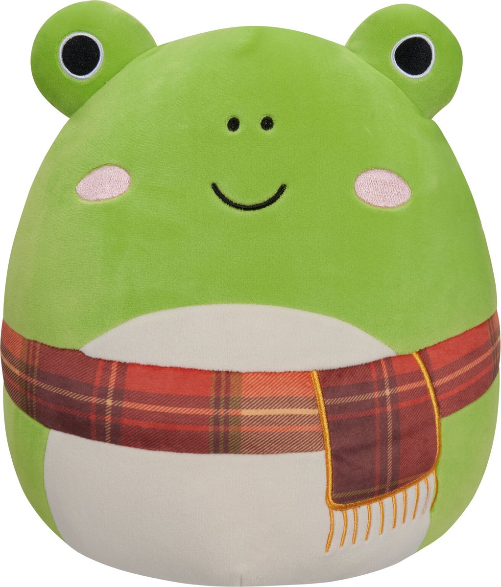 Squishmallows wendy rana verde con bufanda a cuadros peluche 30cm