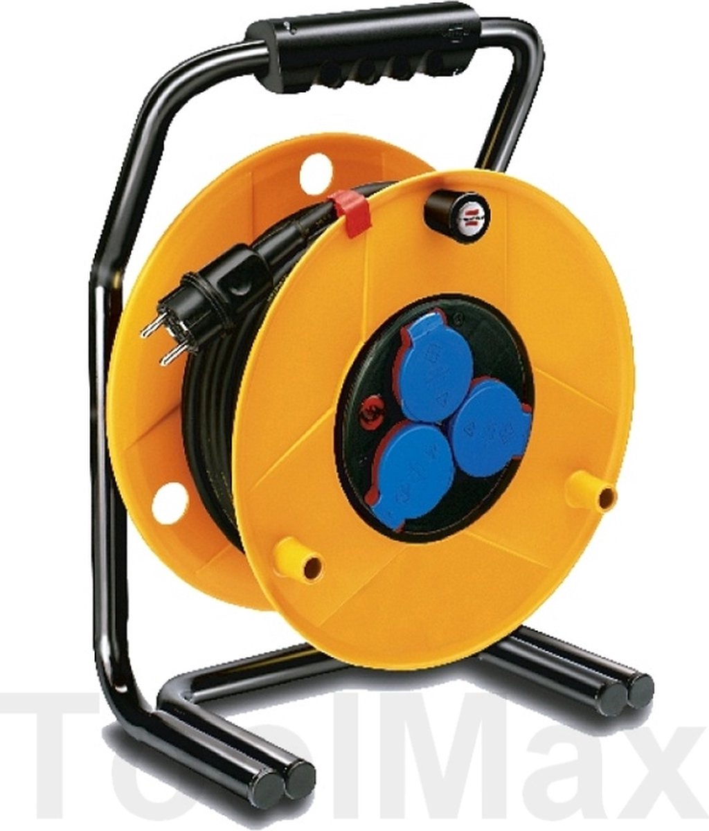 Avvolgicavo Brennerstuhl brobusta ip44, 40 m, plastica speciale, per uso esterno, made in Germany, giallo