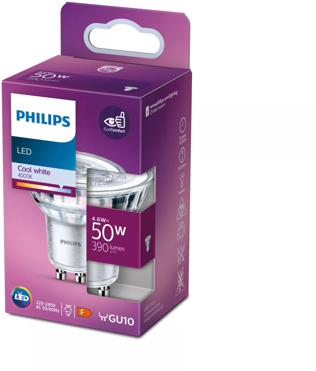Foco LED Philips - 50 W - Gu10 - luz blanca fría