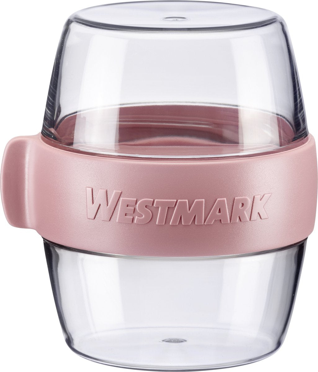 Westmark Pocket Box Mini, pratico contenitore per pasti da viaggio, ideale per yogurt, frutta, verdura, snack, 400 ml (2 x 200 ml), senza BPA, rosa