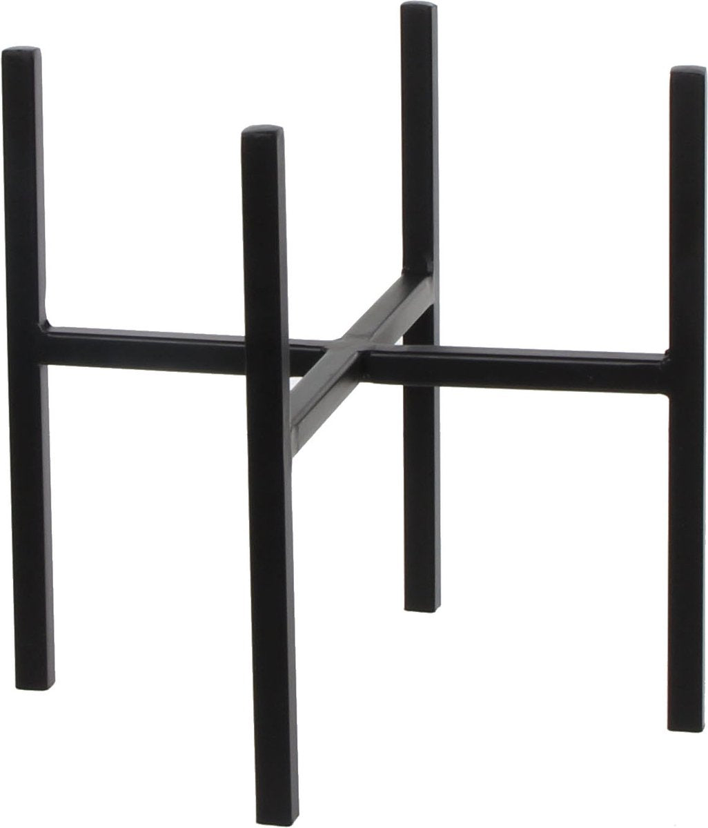 Supporto per piante con decorazioni in mica - nero - h25 x l24 cm - metallo - vaso per piante e vaso per fiori