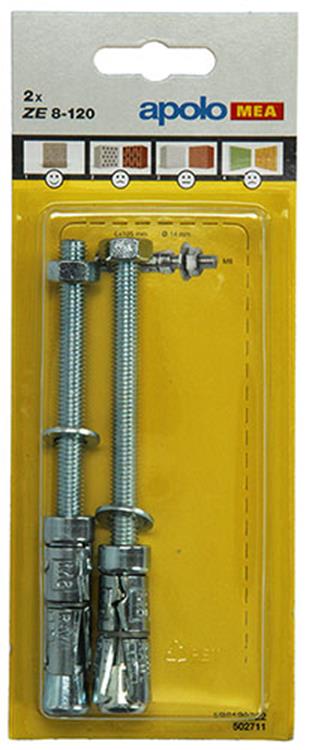 Celo 1003154 - 2 anclajes de expansión cada 15mm + varilla roscada 8x120mm 502711 | 5 piezas