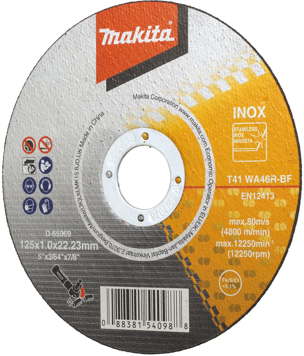 Makita d-65969 disco de corte 125x22,23x1,2mm acero inoxidable