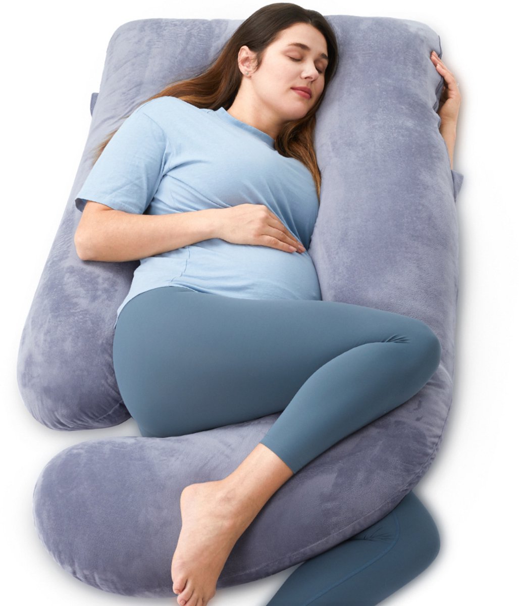 Momcozy - pregnancy pillow u shape - velor - dark gray