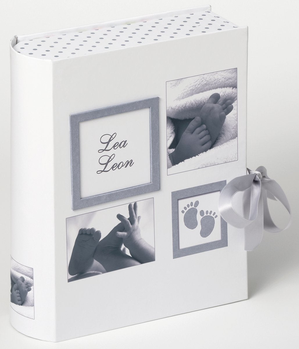 Walther design fb-173 little foot - baby bewaarbox - formaat 29 x 34 x 9 cm - wit grijs