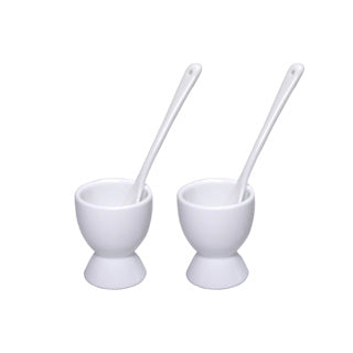 Tazze di uova m cucchiaio set bianco di 2