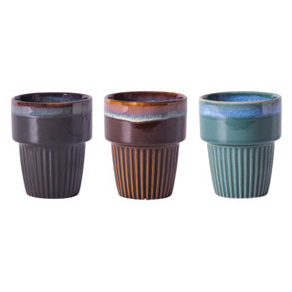 Tazza da caffè 'rib' ø 7,5 cm 200 ml assortiti | 6 pezzi