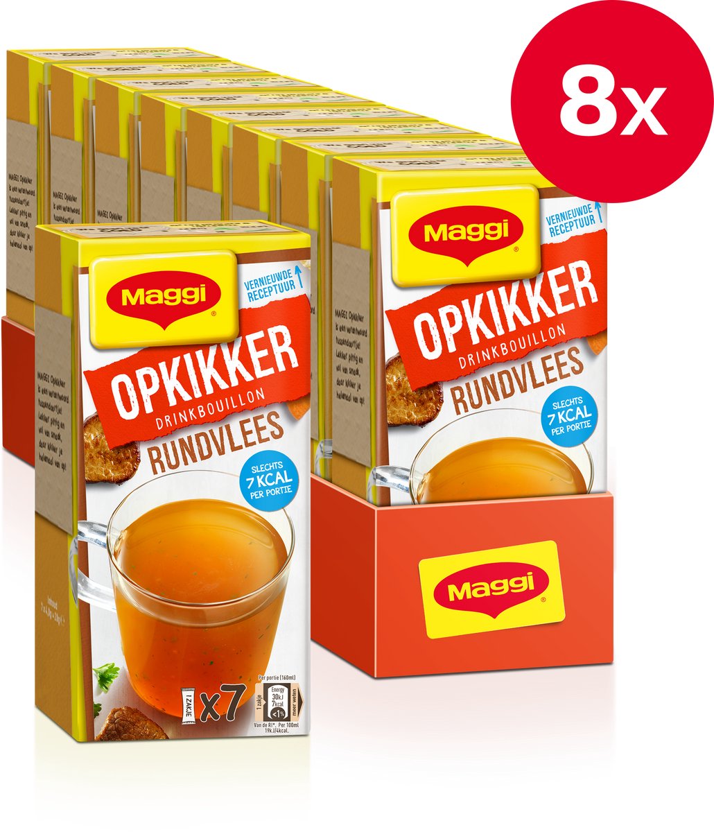 Maggi booster per brodo di manzo da bere - 8 scatole x 7 buste - confezione risparmio