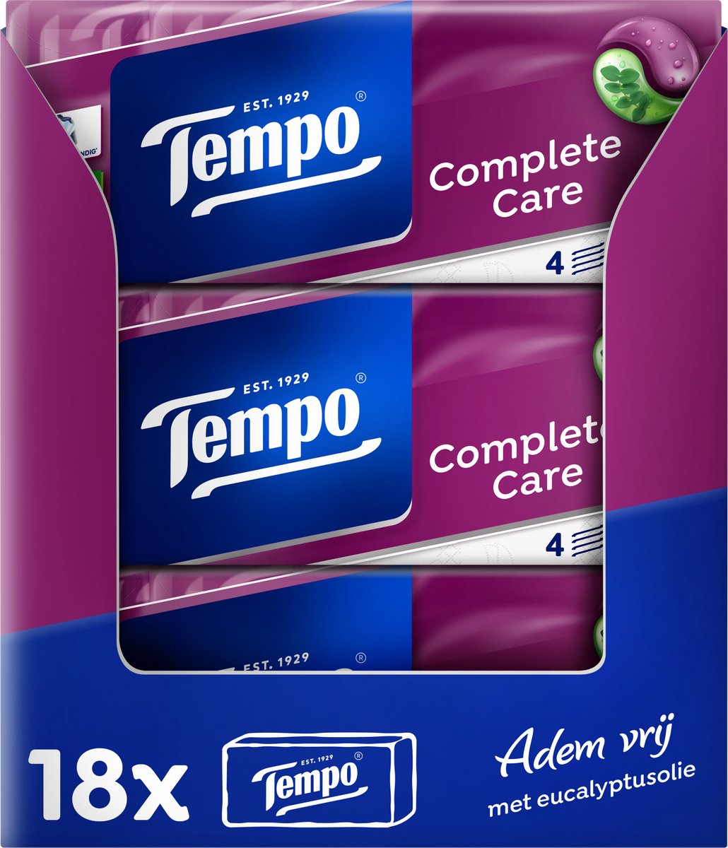 Cura completa Tempo - Fazzoletti a 4 strati - 18 x 10 confezioni = 180 confezioni